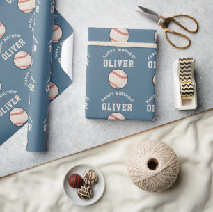 Personalisierter Baseball Alles Gute zum Geburtsta Geschenkpapier