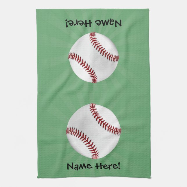 Personalisierter Baseball auf Green Kids Boys Handtuch (Vertikal)