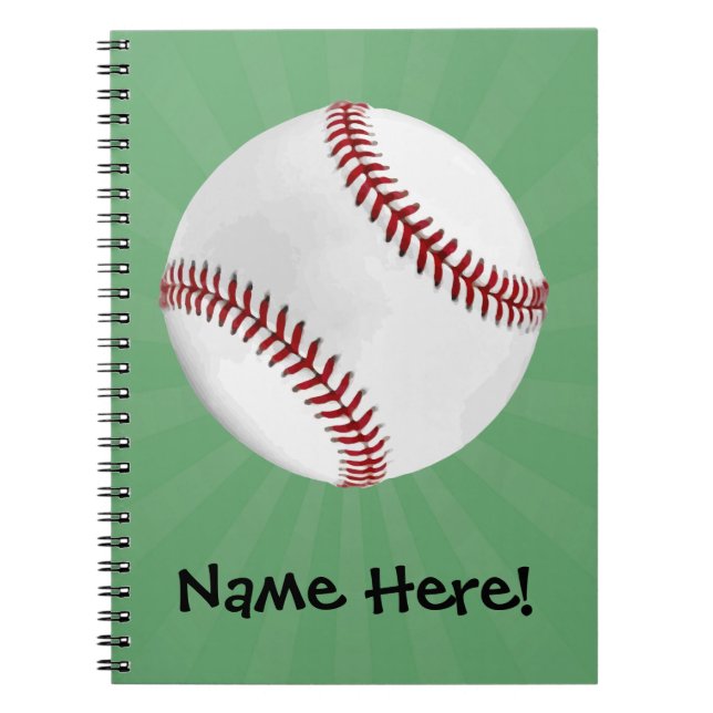 Personalisierter Baseball auf Green Kids Boys Notizblock (Vorderseite)