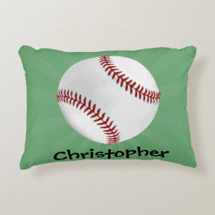 Personalisierter Baseball auf Green Kids Boys Zierkissen