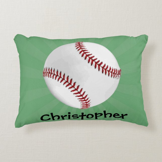 Personalisierter Baseball auf Green Kids Boys Zierkissen (Vorderseite)