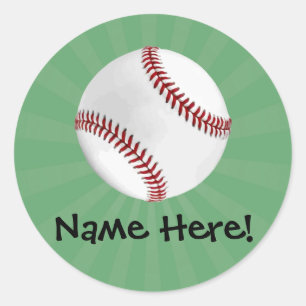 Personalisierter Baseball auf Grün scherzt Jungen Runder Aufkleber