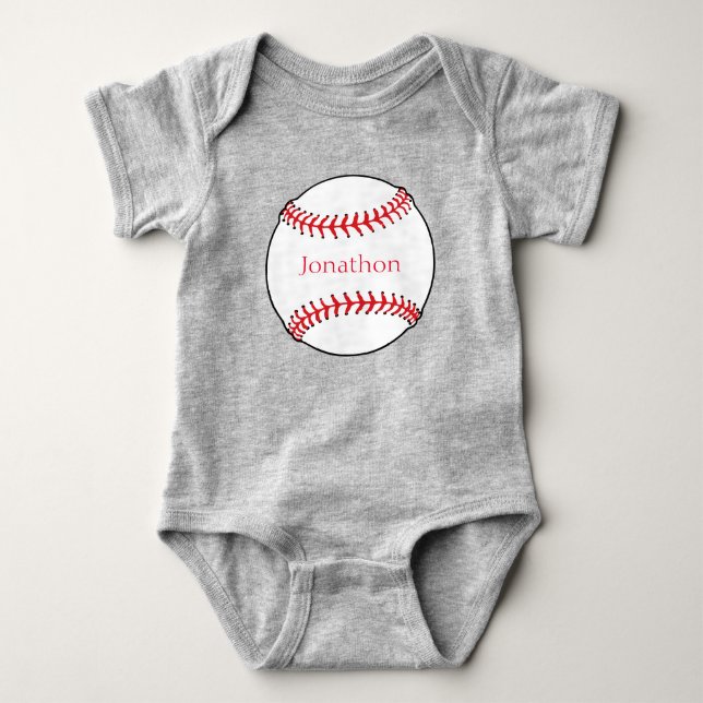 Personalisierter Baseball-Baby-Bodysuit Baby Strampler (Vorderseite)