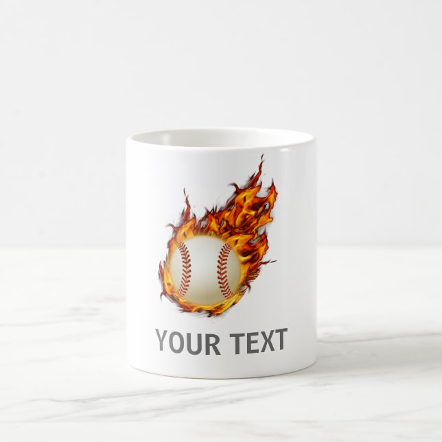 Personalisierter Baseball-Ball auf Feuerwehr-Tasse Kaffeetasse (Mittel)