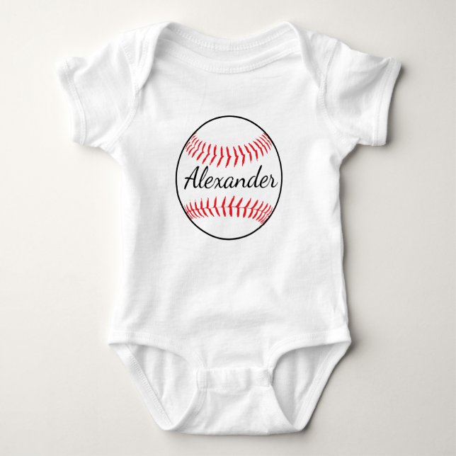 Personalisierter Baseball-Ball Baby Strampler (Vorderseite)