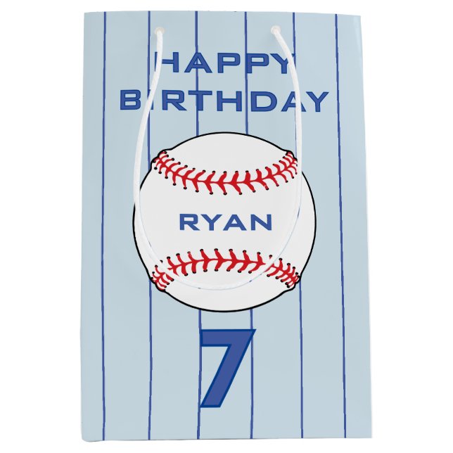 Personalisierter Baseball-Ball-Kindergeburtstag Mittlere Geschenktüte (Vorderseite)