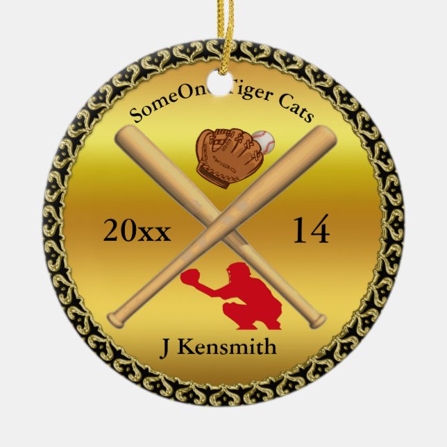 Personalisierter Baseball Champions League-Ausstel Keramik Ornament (Vorne)