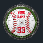 Personalisierter Baseball Dartscheibe<br><div class="desc">Ein fantastischer Baseball inspirierte den Dartboard,  der für den Sport Fan oder die Mannhöhle perfekt ist. Kennzeichnet einen großen Baseball mit kundengerechtem Namen und Zahl. Groß für traditionelle Pfeilspiele oder für das Lassen eine von Ihren Selbst und völlig kundengerecht Namen,  Änderungstext addieren,  oder Bilder und mehr addieren. Genießen Sie!</div>