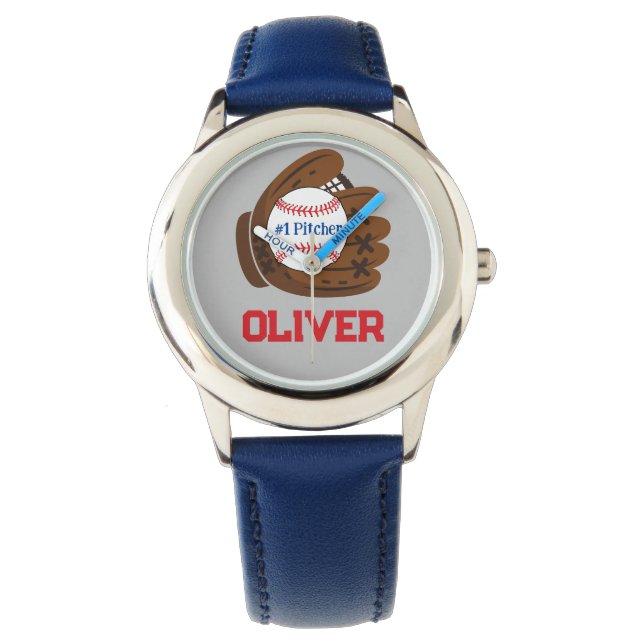 Personalisierter Baseball des Pitcher Boy Armbanduhr (Vorderseite)