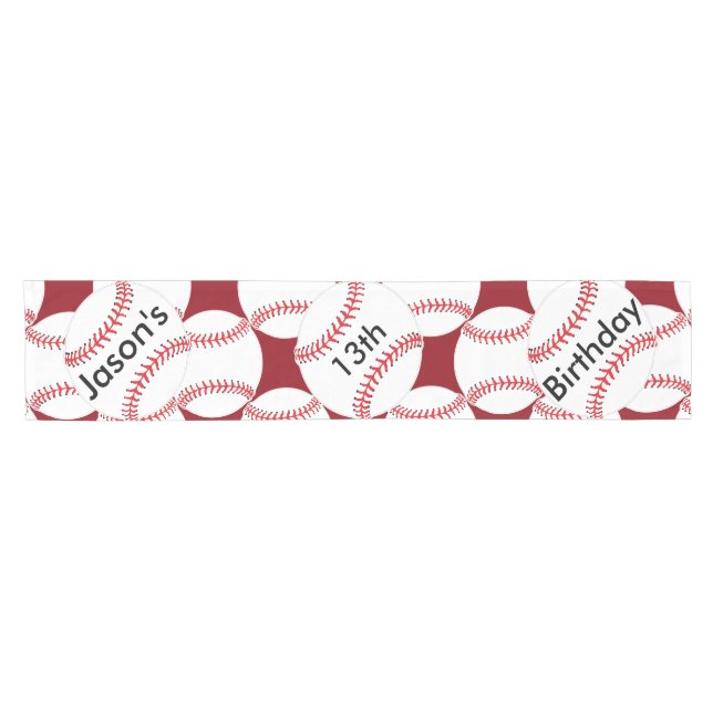 Personalisierter Baseball Design Table Runner Kurzer Tischläufer (Horizontal)