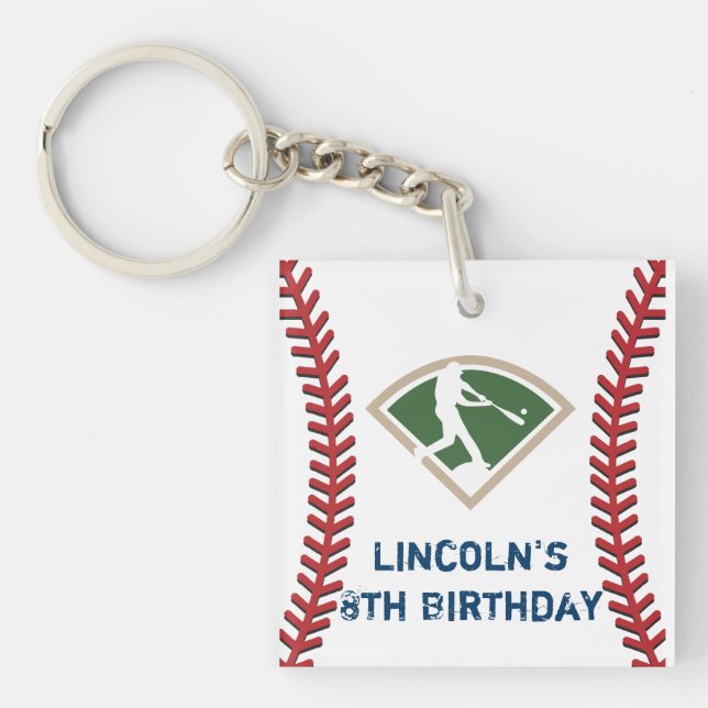 Personalisierter Baseball-Geburtstagsparty-Schlüss Schlüsselanhänger (Vorderseite)