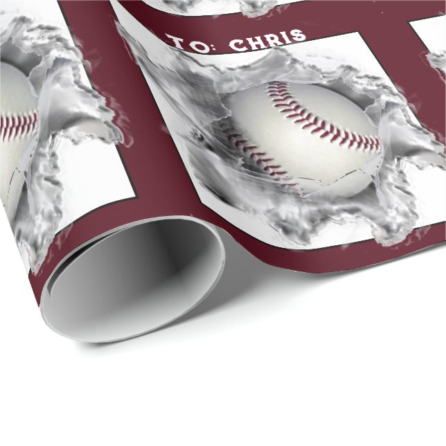 Personalisierter Baseball Geschenkpapier (Rolleneckpunkt)