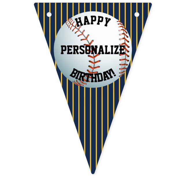 Personalisierter Baseball-Glückwunsch zum Geburtst Wimpelkette (Erste Fahne)