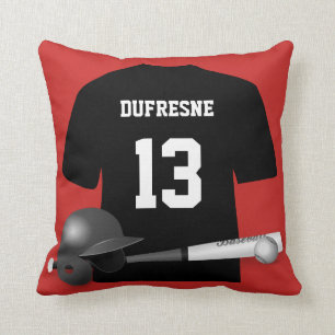 Personalisierter Baseball-Jersey roter Reversible Kissen