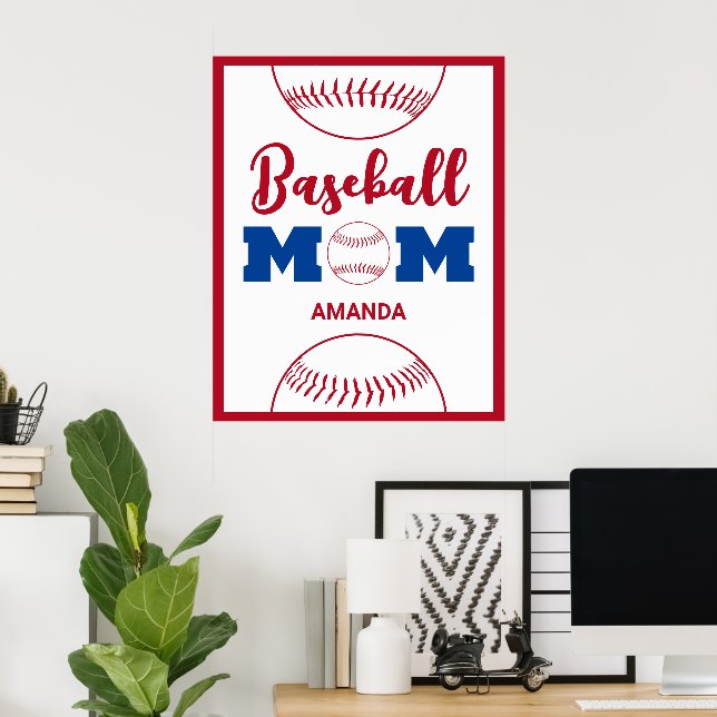 Personalisierter Baseball-Mama Poster (Heimbüro)