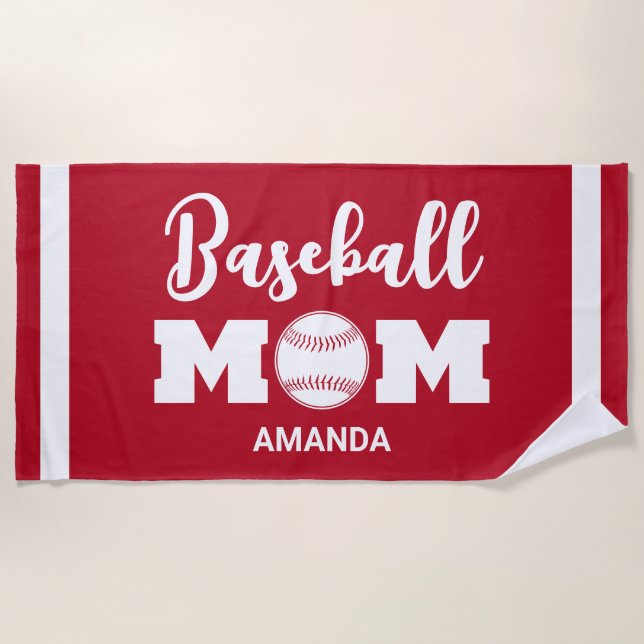 Personalisierter Baseball-Mama Strandtuch (Vorderseite)