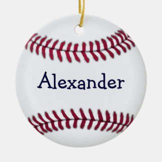 Personalisierter Baseball mit dem roten Nähen Keramikornament