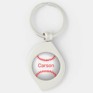 Personalisierter Baseball mit roten Stiften Schlüsselanhänger