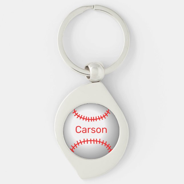 Personalisierter Baseball mit roten Stiften Schlüsselanhänger (Vorderseite)