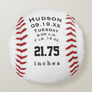 Personalisierter Baseball-Name und Baby-Statistike Rundes Kissen