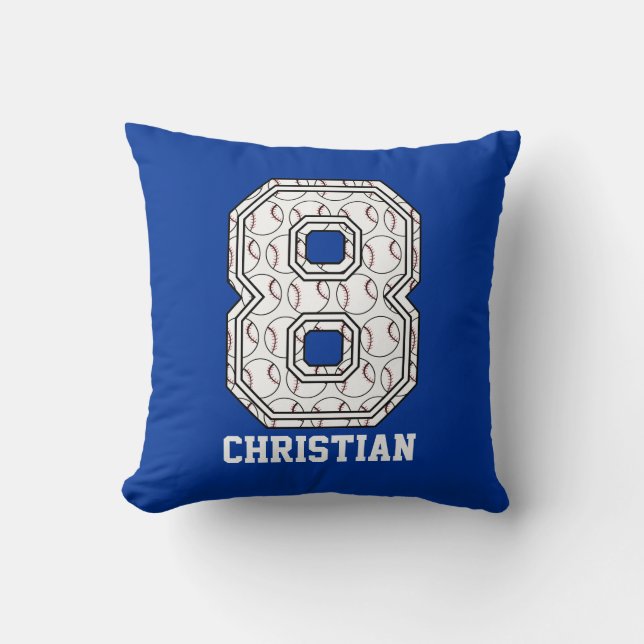 Personalisierter Baseball Nr. 8 Kissen (Vorderseite)