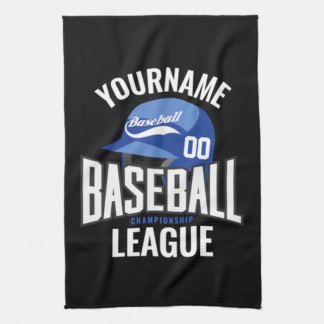 Personalisierter Baseball-Player-NAME-Team-Champ-C Geschirrtuch (Vertikal)