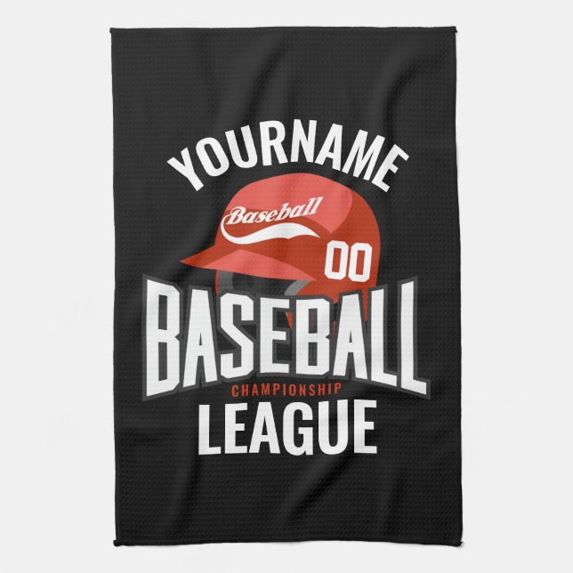 Personalisierter Baseball-Player-NAME-Team-Champ-C Geschirrtuch (Vertikal)