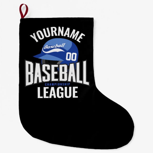 Personalisierter Baseball-Player-NAME-Team-Champ-C Großer Weihnachtsstrumpf (Vorderseite)