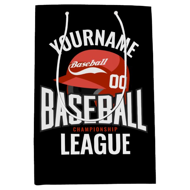 Personalisierter Baseball-Player-NAME-Team-Champ-C Mittlere Geschenktüte (Vorderseite)