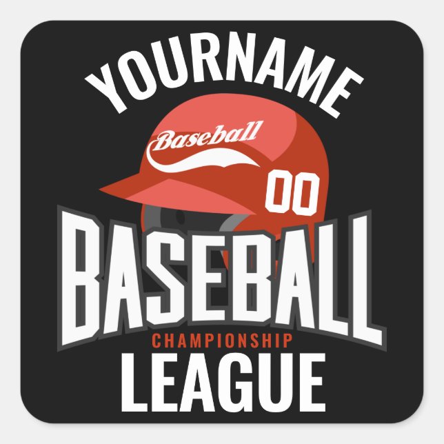 Personalisierter Baseball-Player-NAME-Team-Champ-C Quadratischer Aufkleber (Vorderseite)