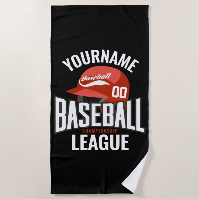 Personalisierter Baseball-Player-NAME-Team-Champ-C Strandtuch (Vorderseite)