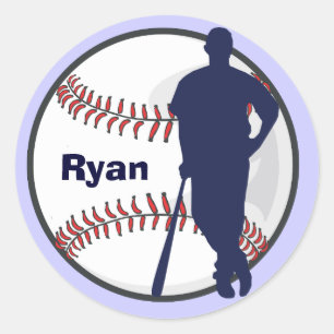 Personalisierter Baseball-Player Runder Aufkleber