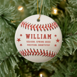 Personalisierter Baseball-Spielername Kinder Weihn Keramik Ornament