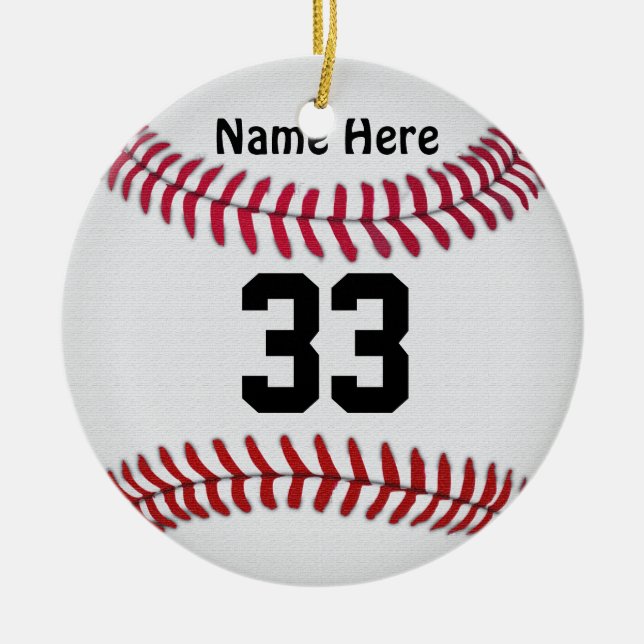 Personalisierter Baseball verziert IHREN NAMEN u. Keramik Ornament (Vorne)