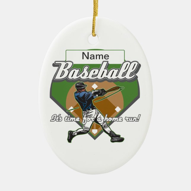 Personalisierter Baseball-Zuhause-Lauf Keramikornament (Vorne)