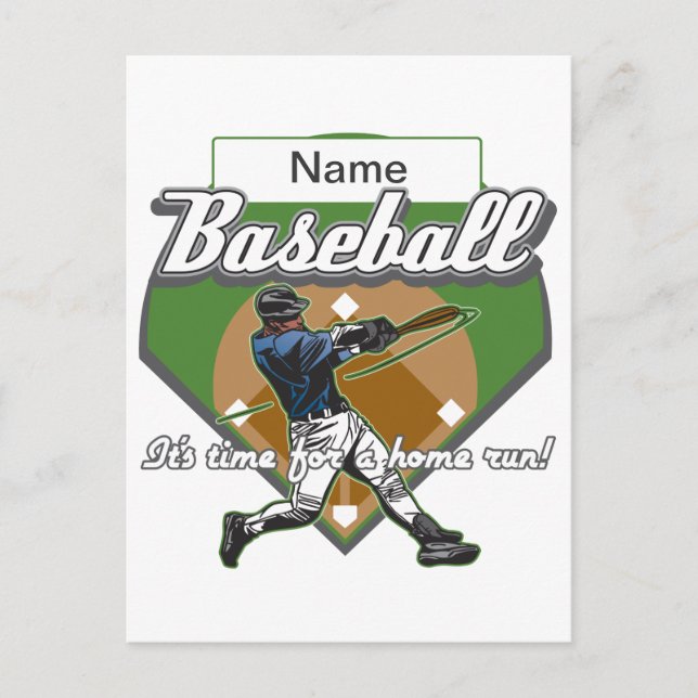 Personalisierter Baseball-Zuhause-Run Postkarte (Vorderseite)