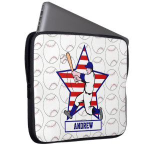 Personalisierter Baseballbatter 2 Star und Streife Laptopschutzhülle