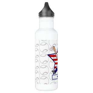 Personalisierter Baseballbatter Star und Streifen Trinkflasche