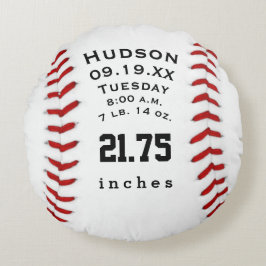 Personalisierter Baseballname und Babystatus Rundes Kissen