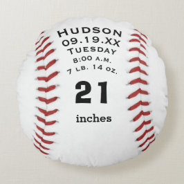 Personalisierter Baseballname und Babystatus Rundes Kissen