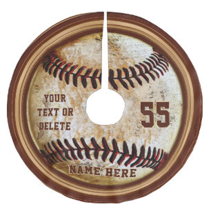 Personalisierter Baseballrock, Vintager Look Polyester Weihnachtsbaumdecke