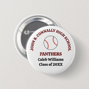 Personalisierter Baseballspieler der Maroon High S Button