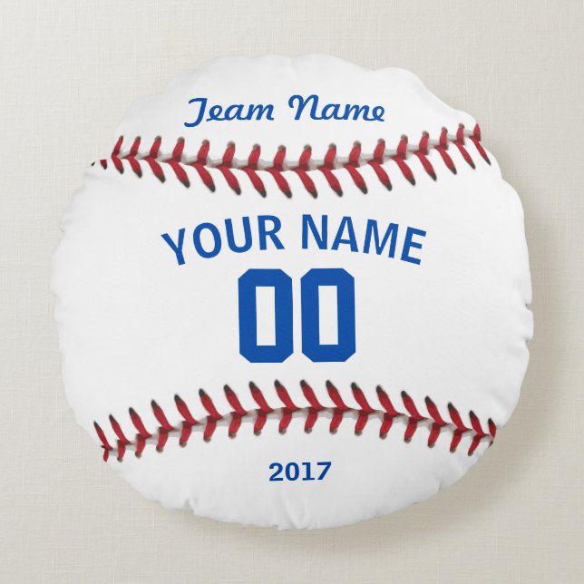 Personalisierter Baseballsport Rundes Kissen (Vorderseite)