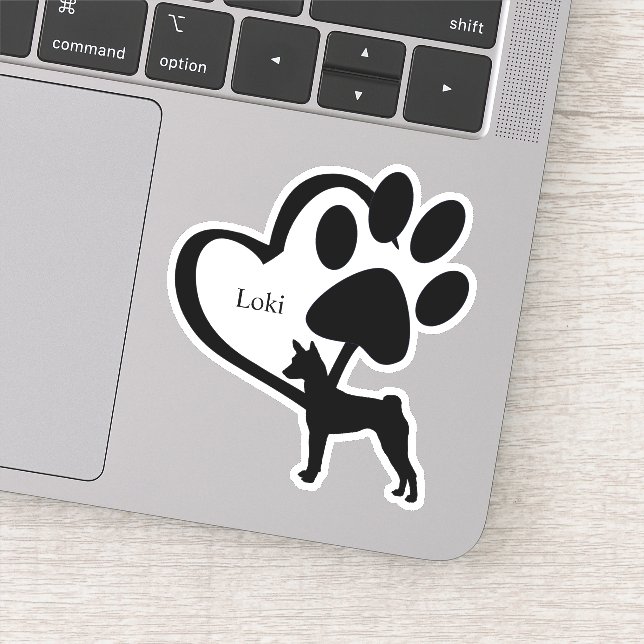 Personalisierter Basenji Dog Hound Herzname Aufkleber (Detail)