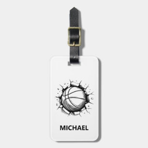 Personalisierter Basketball Ball bricht die Mauer Gepäckanhänger