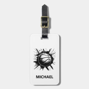 Personalisierter Basketball Ball bricht die Mauer Gepäckanhänger
