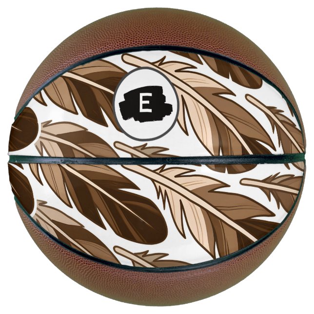 Personalisierter Basketball - Boho Monogram Brown (Vorderseite)
