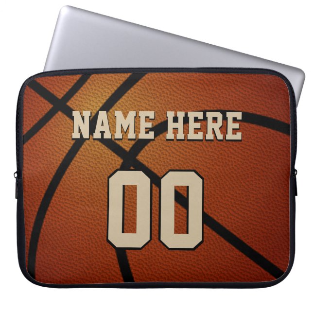 Personalisierter Basketball-Fall Ihr Name und Zahl Laptopschutzhülle (Vorderseite)
