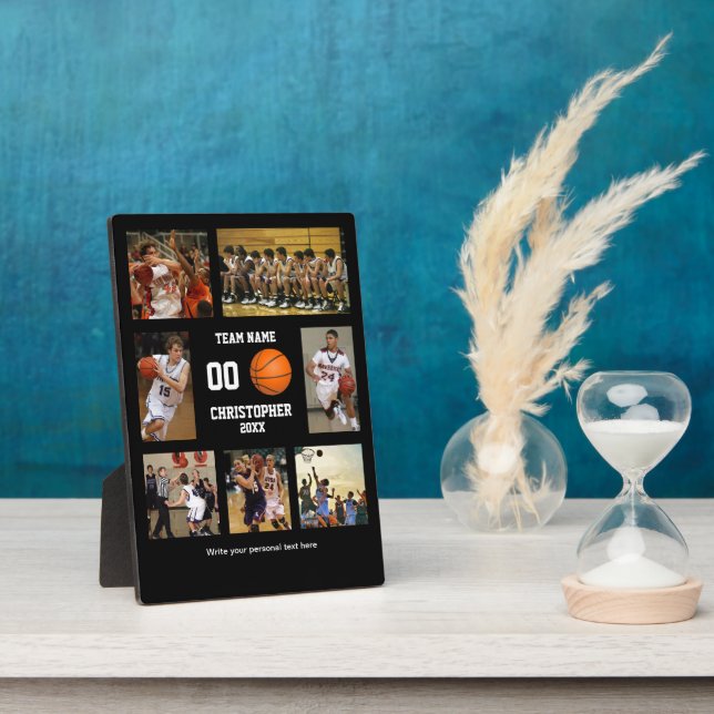 Personalisierter Basketball-Fotocollage-Player Fotoplatte (Seite)