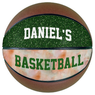 Personalisierter Basketball Grüner Glitzer